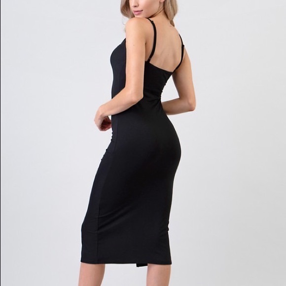 Front Ruching & Slit Cami Midi Dress - Picture 3 of 4